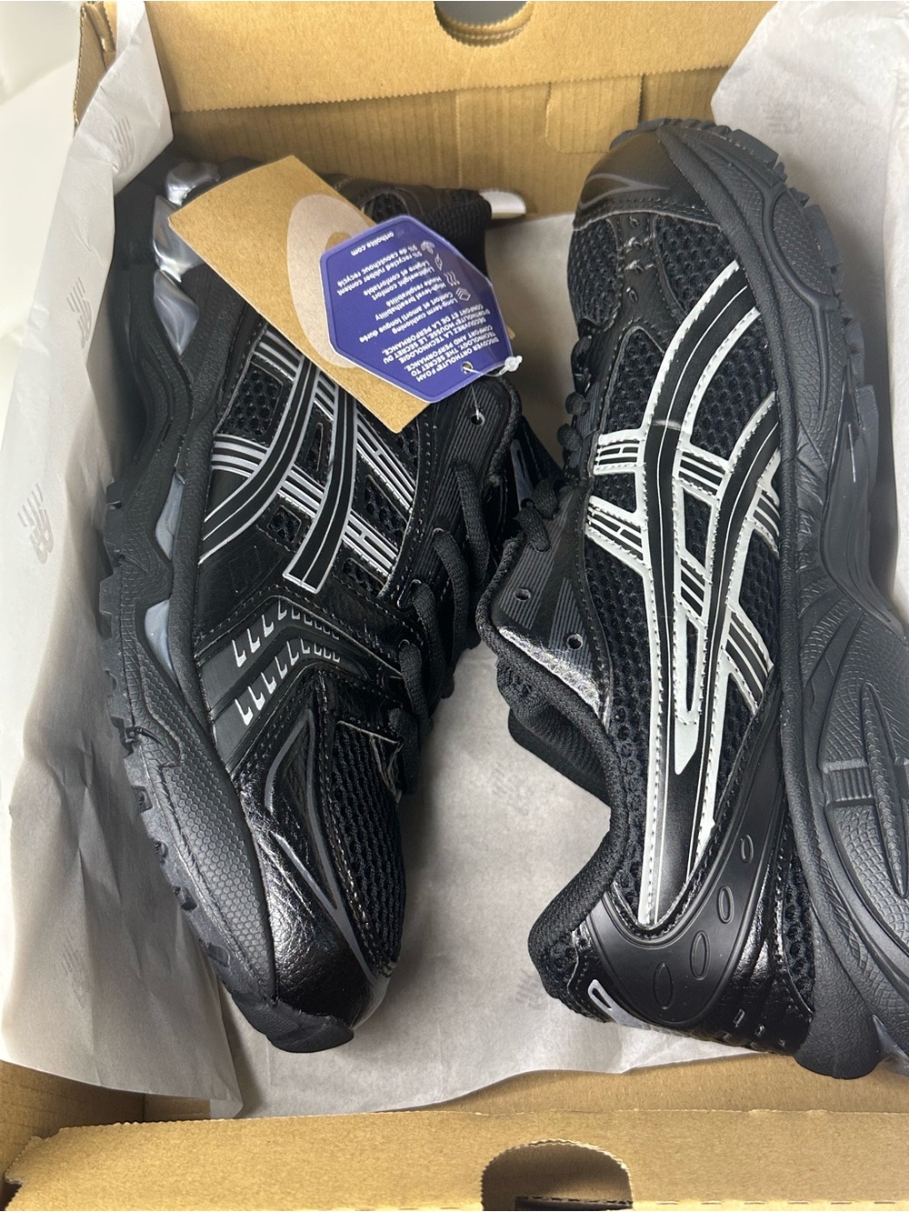 Asics Men's Black Running Sneakers with Silver Stripes